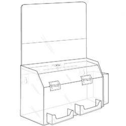SBBD2C-976-H: Locking Acrylic Ballot W/ & Sign Holder, TriFold Brochure Holder and 2 Business Card Holders
