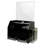 SBBD2C-976-H: Locking Acrylic Ballot W/ & Sign Holder, TriFold Brochure Holder and 2 Business Card Holders