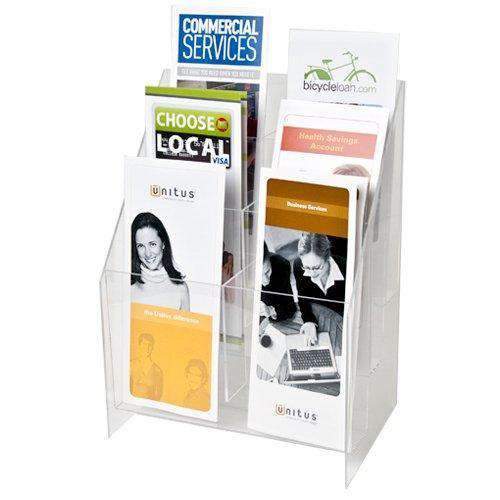 MPF-0409-6: Clear Acrylic 3-Tier, 6-Pocket Brochure holder for 4w Literature