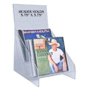 CDH-03: Clear Acrylic 3-tier CD Holder w/Header