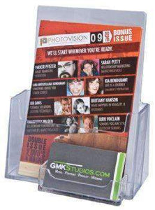 LHF-P110: Clear Acrylic Brochure Holder w/BC Pocket: