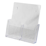 LHW-M131: Clear Wall-Mount 2-Pocket Brochure Holder for 4"w Literature
